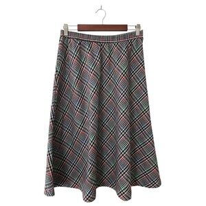 Dante Original Vintage Wool Houndstooth Plaid A-Line Skirt